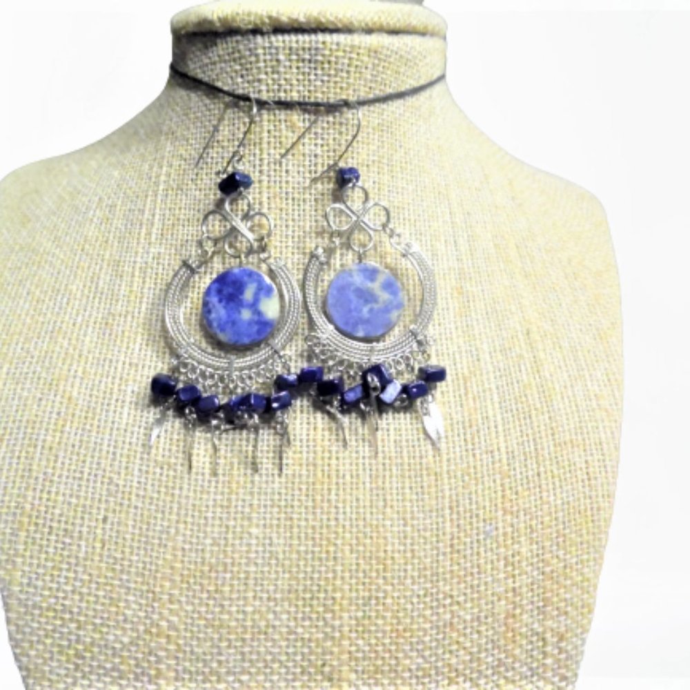 Sodalite  Semiprecious Stone Earrings